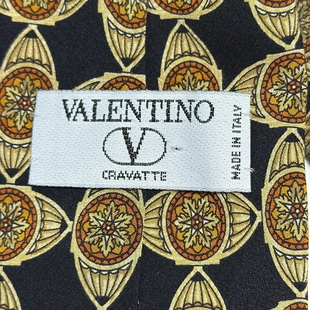 Valentino black and tan vintage silk tie.